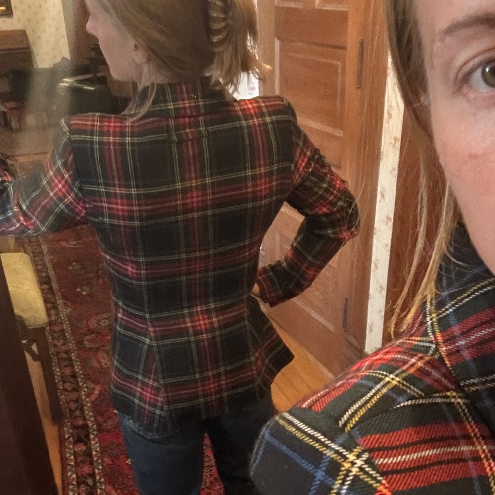 Smythe Multicolor Plaid Blazer with Gold Accents - Picture 3 of 8